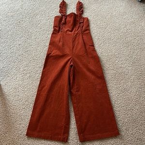 Urban Outfitters Emmey Corduroy Ruffle Jumpsuit